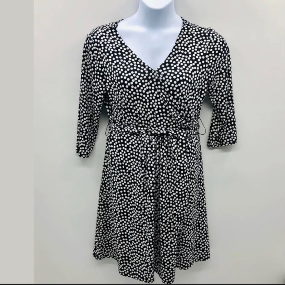 NY Collection Petite 3/4 Sleeve Faux Wrap Dress